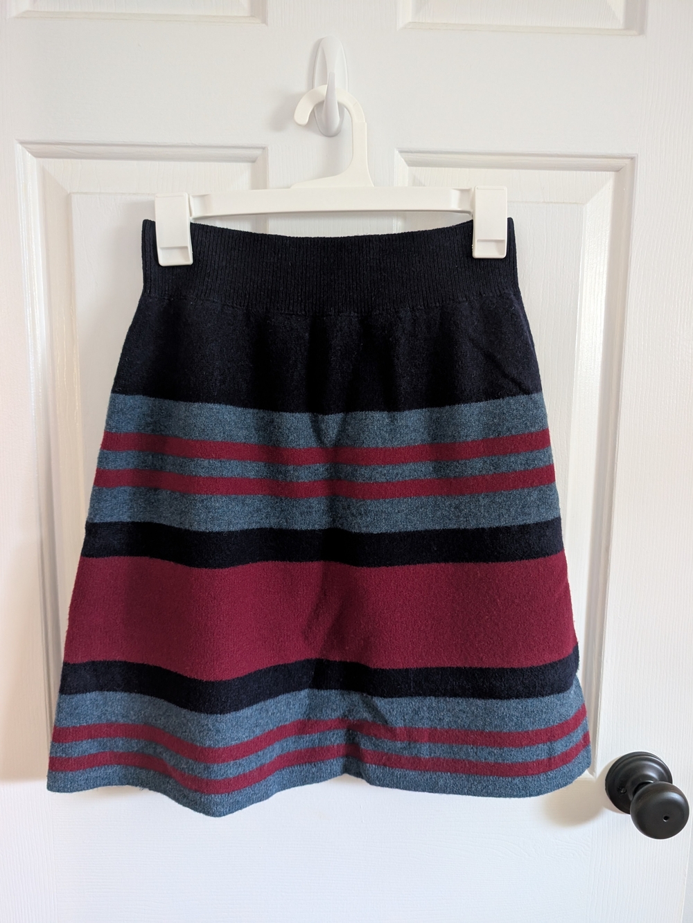 Brooklyn Industries Women's Striped A-Line Lambs Wool Red Blue Skirt Size XS